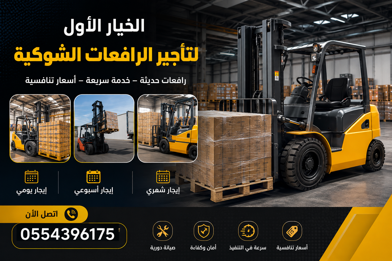 رافعه شوكيه للايجار الشهري واليومي