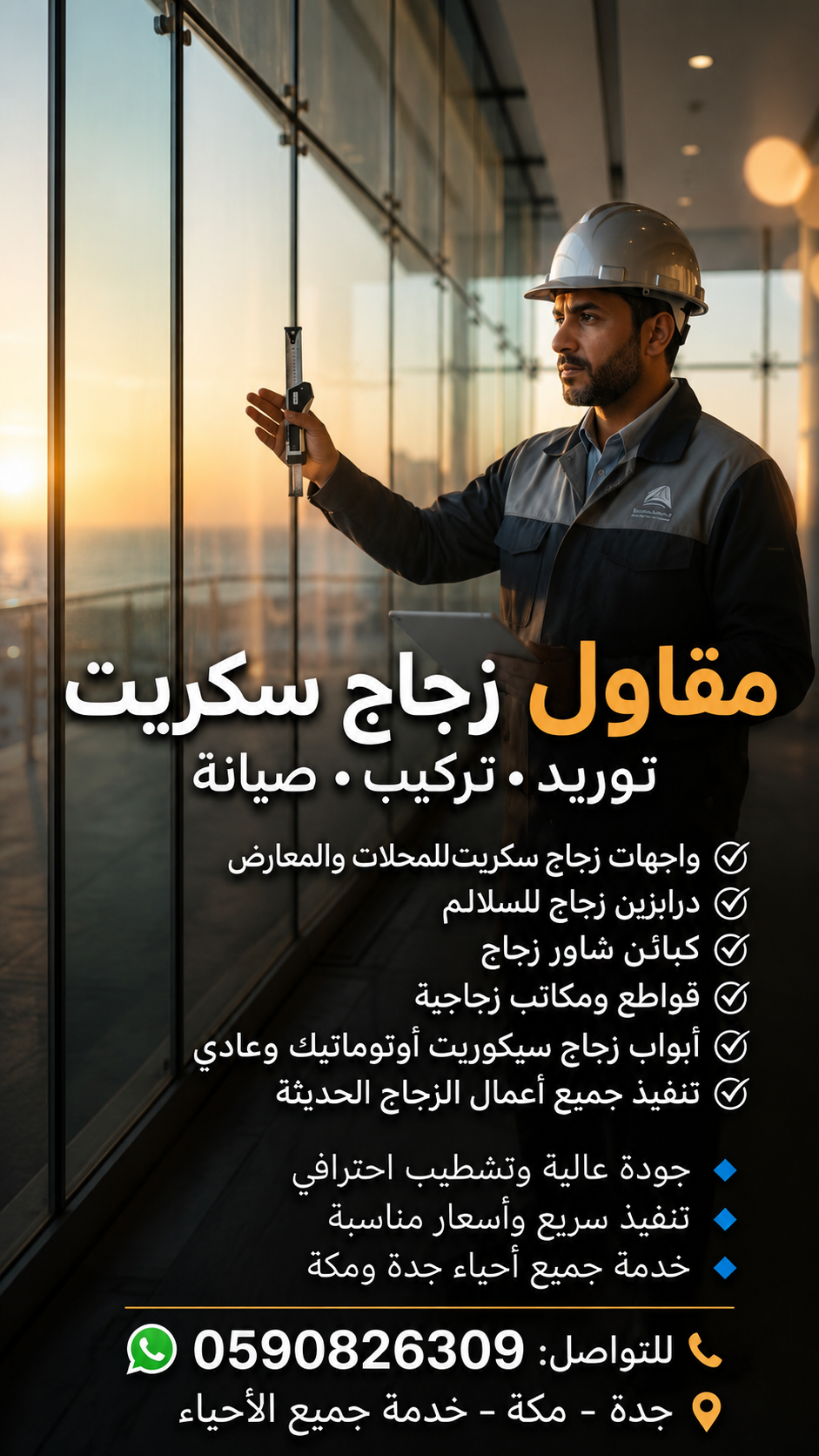مقاول ومعلم زجاج سيكوريت بجدة ومكة - محمد نديم